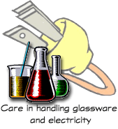 Care in handling glassware and electricity